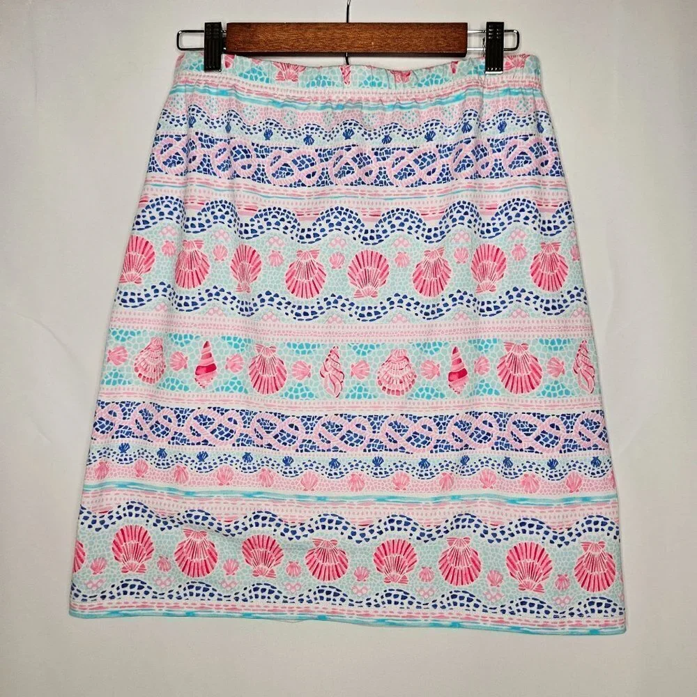 Talbots Size Small Multicolor Floral Shell Pull On Mini Skirt Pink‎ Blue